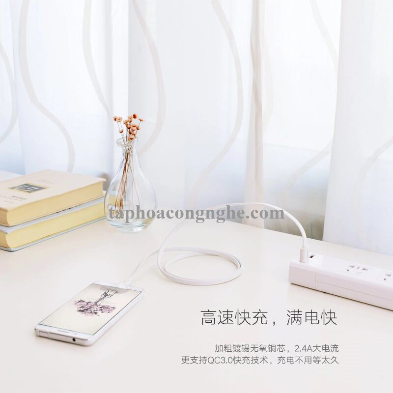 Ugreen 30680 0.5M màu Trắng Cáp sạc truyền dữ liệu USB 2.0 sang MICRO USB dáng dẹt US118 30030680